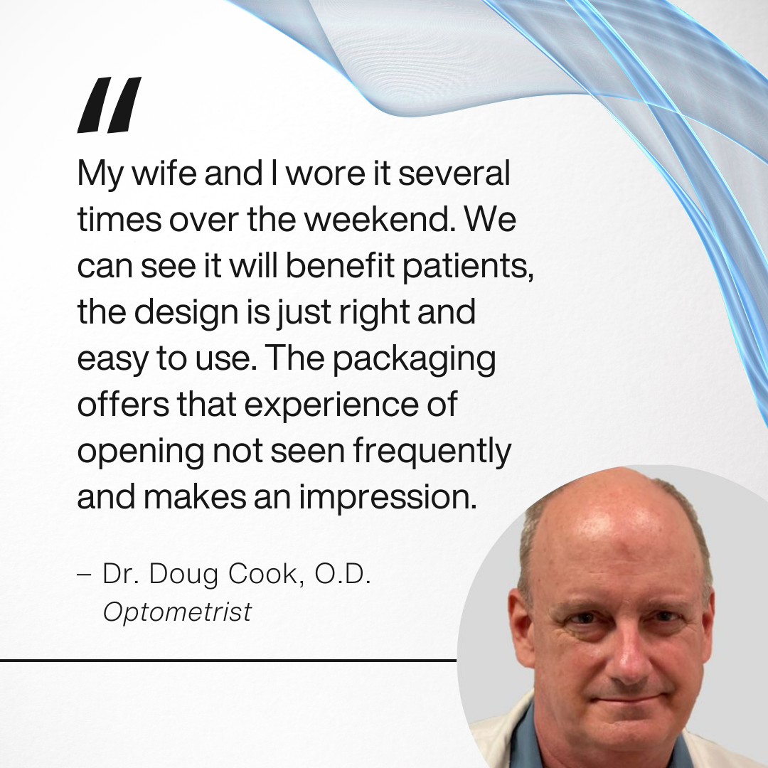 positive quote by male eye doctor on grey background