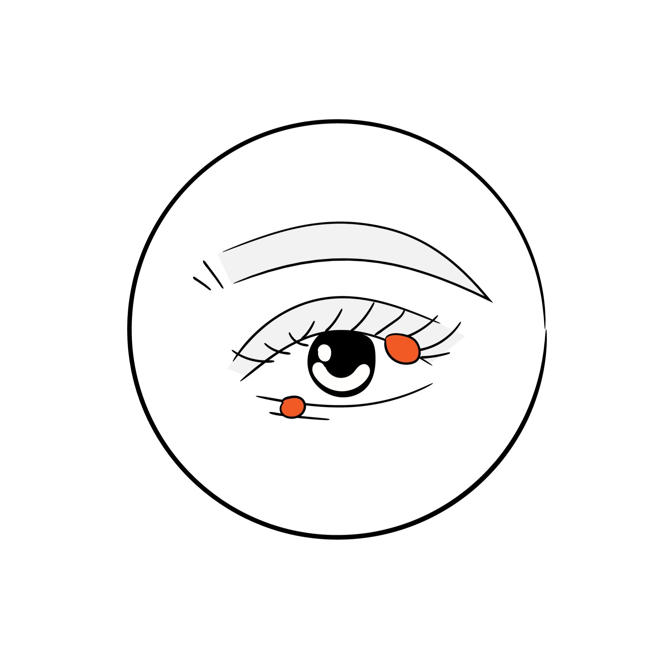 Illustration of an eye with styes on the upper and lower eyelids on white background
