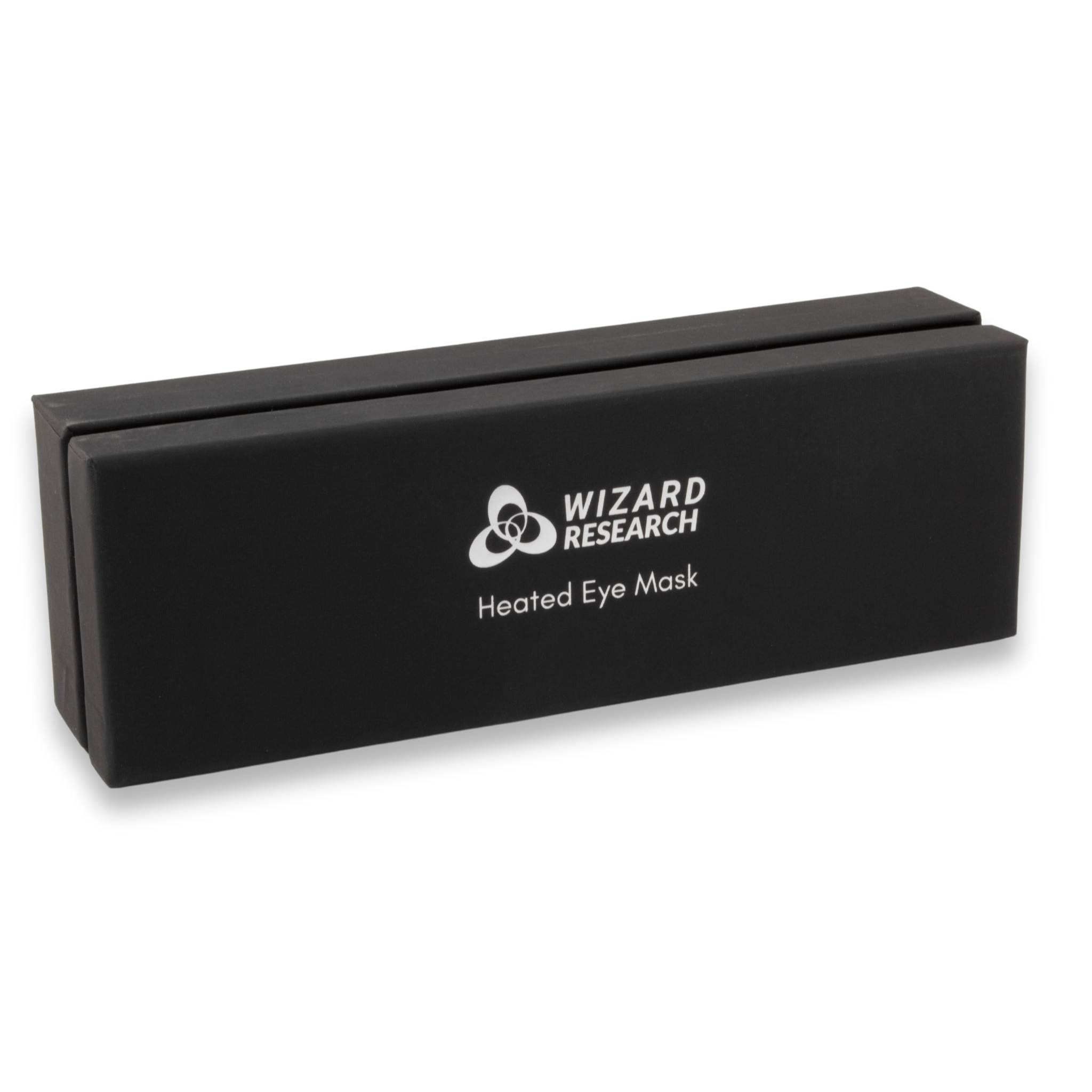 Wizard Research heated dry eye mask packaging box with logo on white background