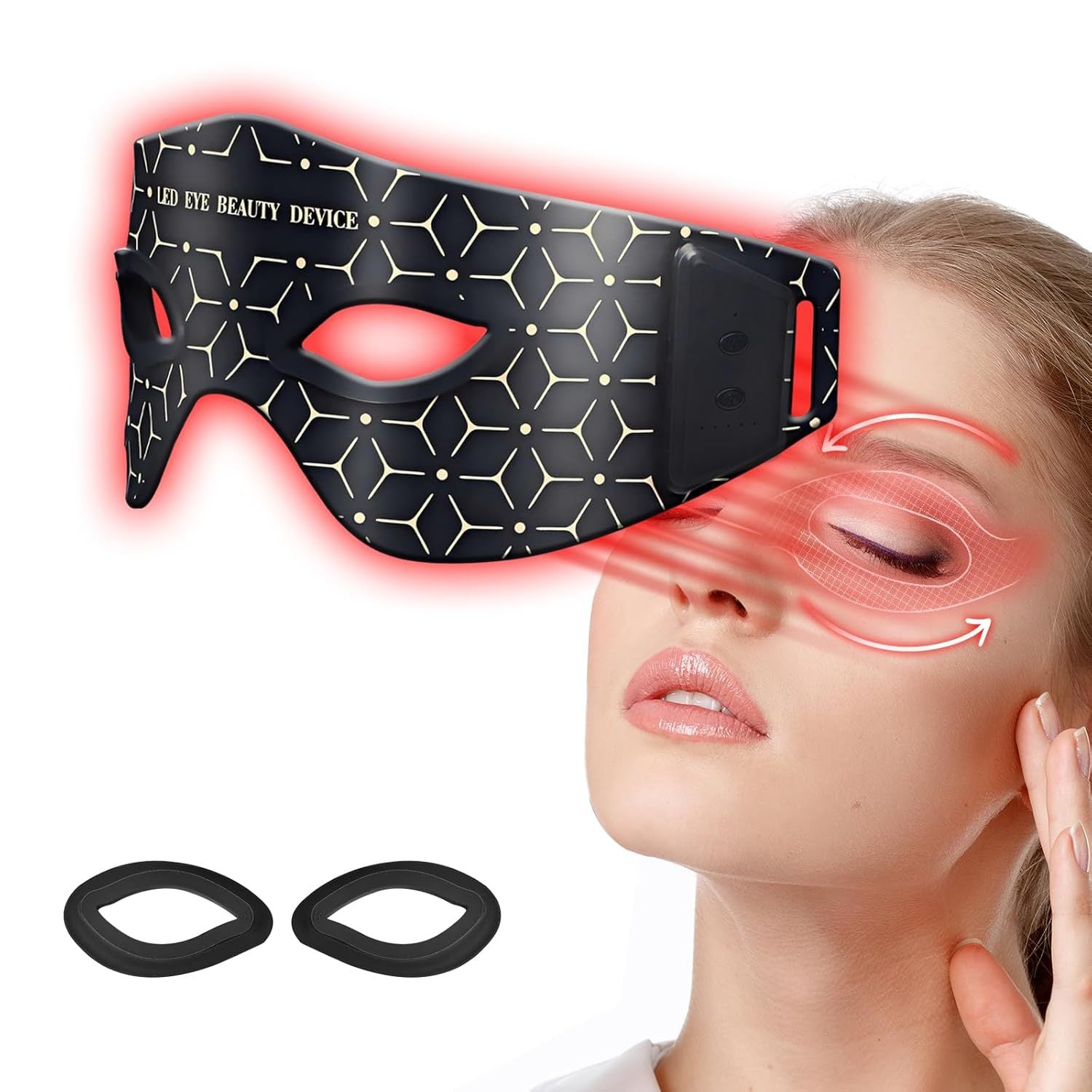 Dual Wavelength Red & Infrared Light Therapy Eye Mask 630nm + 850nm LED with 5 Intensity Levels