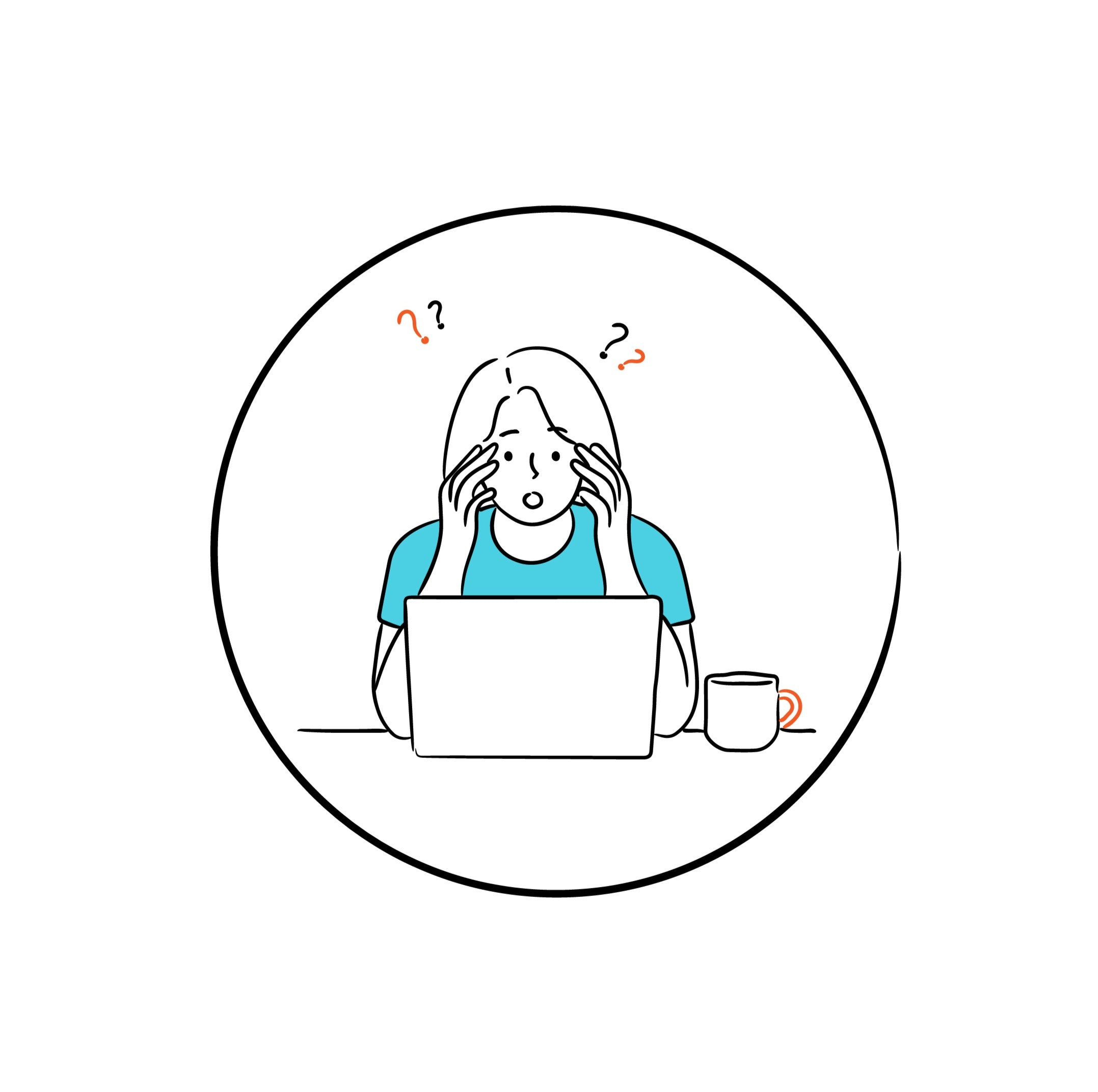Illustration of a person rubbing tired eyes from computer screen strain and digital fatigue
