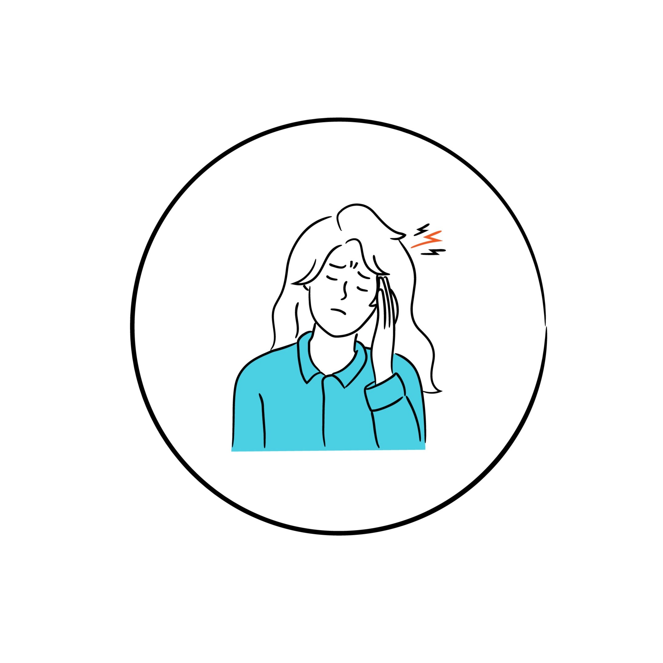 Illustration of a woman holding her head with migraine pain and headache discomfort
