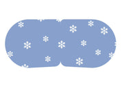 Single use cooling eye mask in blue with white snowflake design, for reducing morning puffiness
